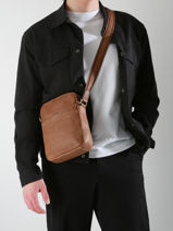 Sac Bandouli�re Spider Cuir Etrier Marron spider ESPI704M-vue-porte