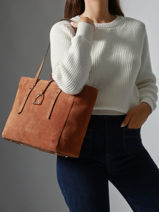 Sac Port� �paule Altesse Suede Cuir Etrier Marron altesse suede EASU088M-vue-porte