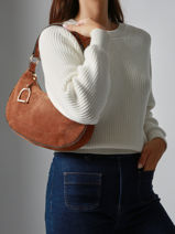 Sac Port� �paule Altesse Suede Cuir Etrier Marron altesse suede EASU017M-vue-porte