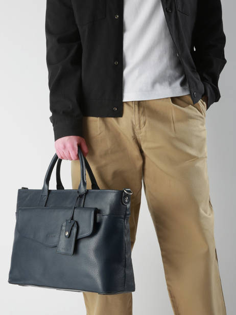 Leather Flandres Briefcase 1 Compartment Flandres Etrier Blue flandres EFLA8231 other view 1