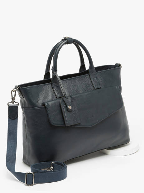 Leather Flandres Briefcase 1 Compartment Flandres Etrier Blue flandres EFLA8231 other view 2